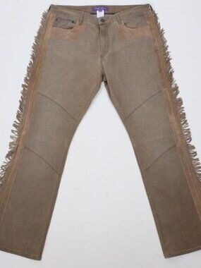 Ralph Lauren Purple Label Collection Jeans 31 suede leather fringe Western